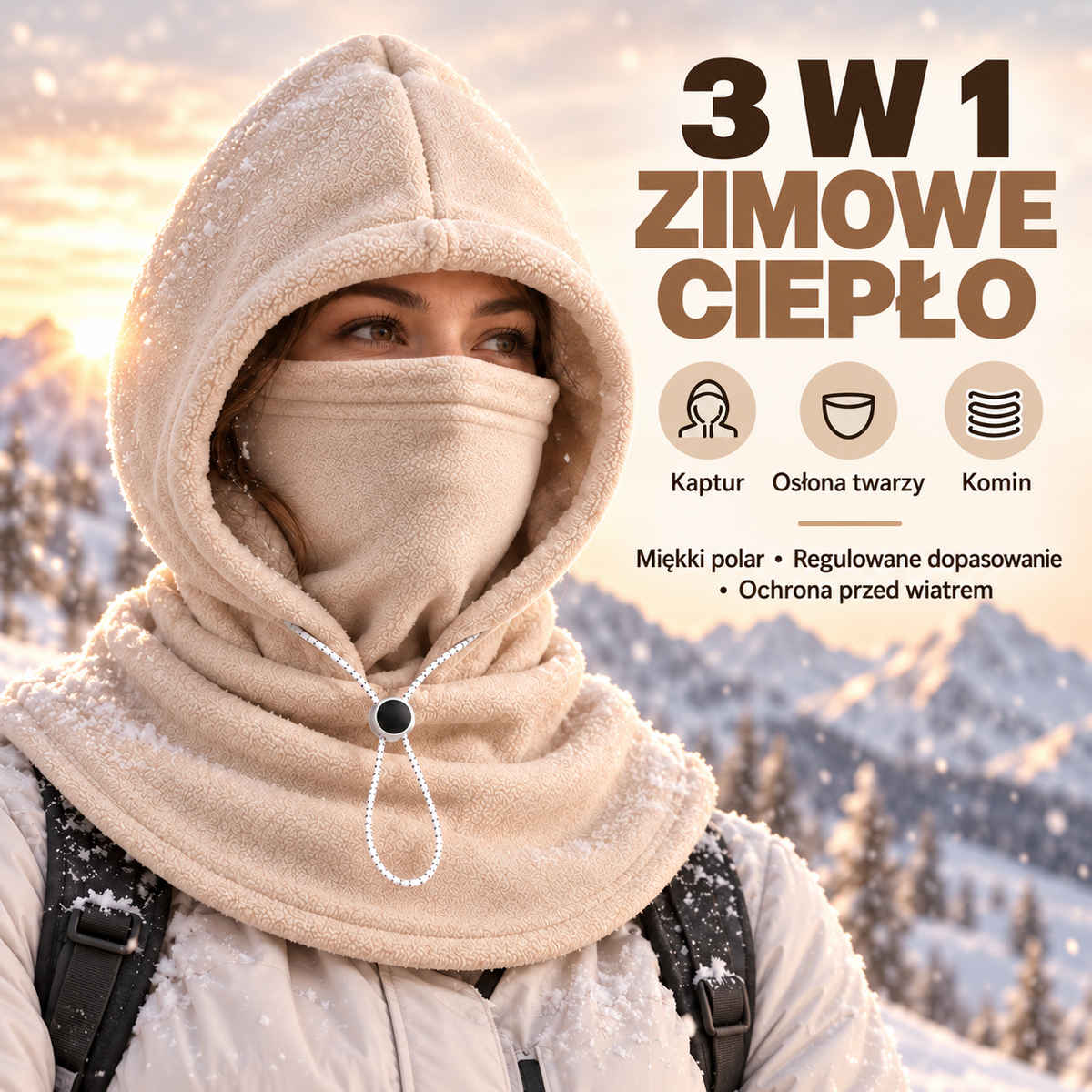 Zimowa kominiarka z polaru „3 w 1” 🧣❄️ – ciepła osłona na twarz, uszy i szyję