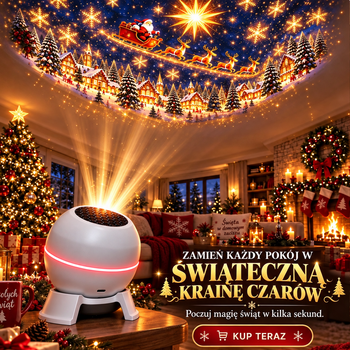 ⏳ Ostatni dzień, by zaoszczędzić 49% – 🎄🎅 Świąteczny projektor świetlny – ożyw świąteczne sceny! 💖