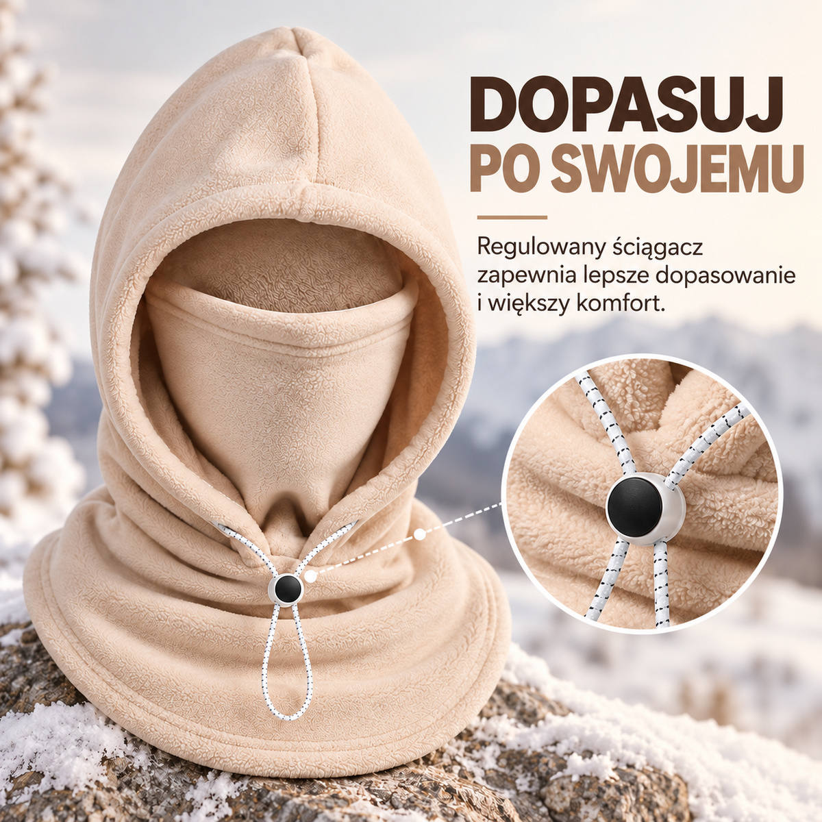 Zimowa kominiarka z polaru „3 w 1” 🧣❄️ – ciepła osłona na twarz, uszy i szyję