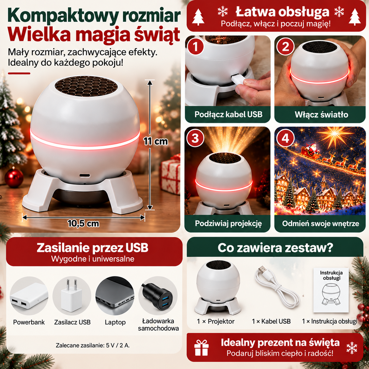 ⏳ Ostatni dzień, by zaoszczędzić 49% – 🎄🎅 Świąteczny projektor świetlny – ożyw świąteczne sceny! 💖