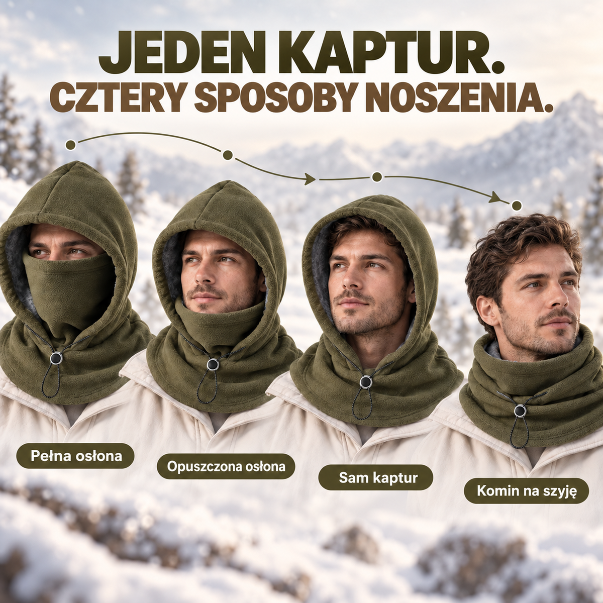 Zimowa kominiarka z polaru „3 w 1” 🧣❄️ – ciepła osłona na twarz, uszy i szyję