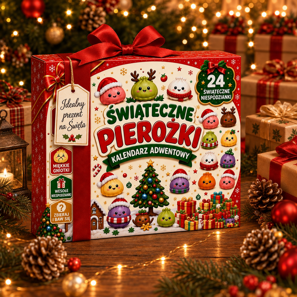 🎅 Świąteczny kalendarz adwentowy ze squishy – 24 niespodzianki w formie miniaturowych pierożków