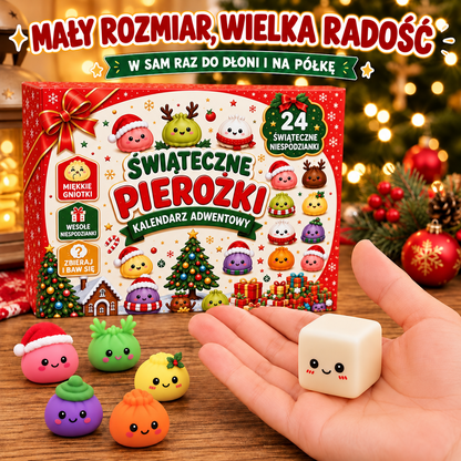 🎅 Świąteczny kalendarz adwentowy ze squishy – 24 niespodzianki w formie miniaturowych pierożków