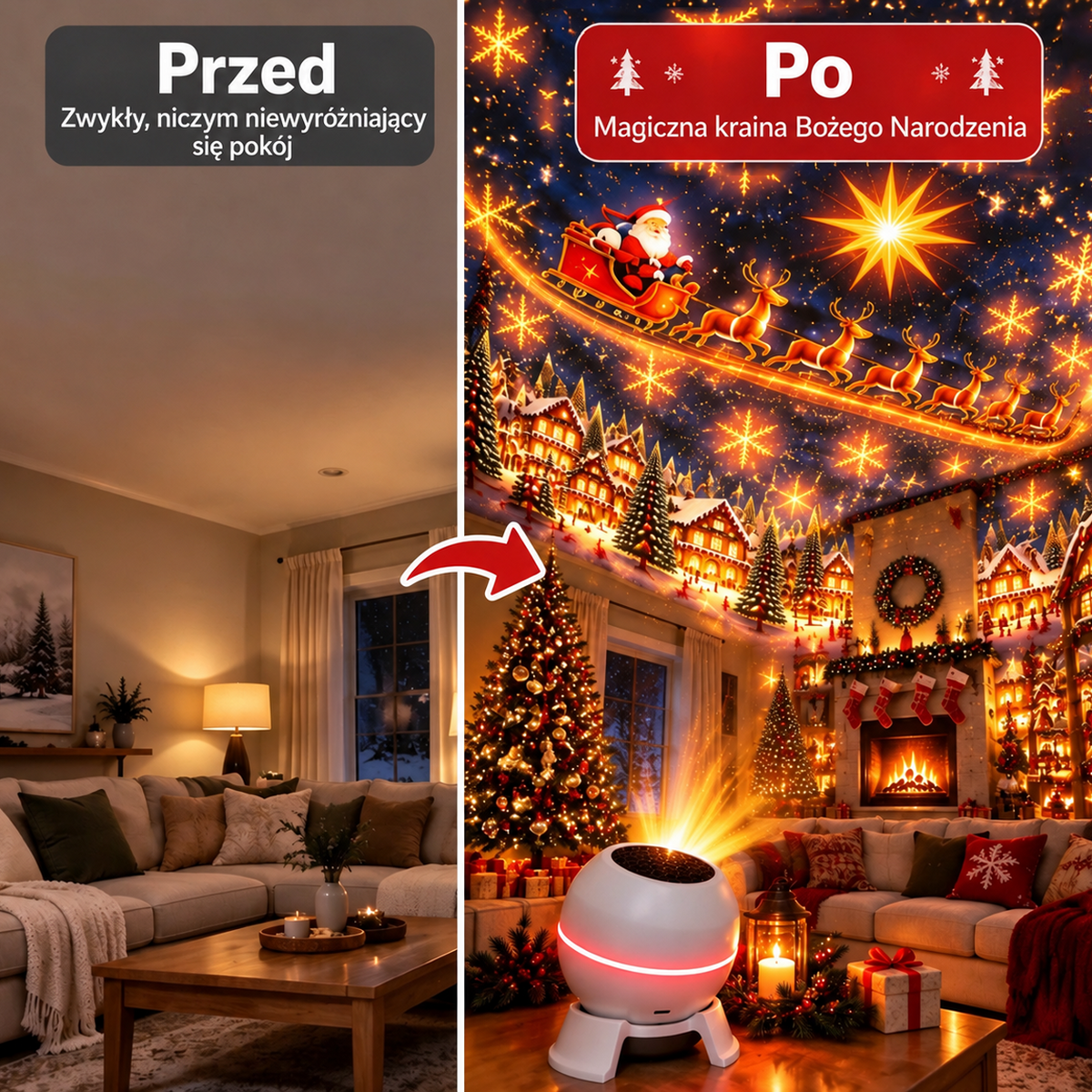 ⏳ Ostatni dzień, by zaoszczędzić 49% – 🎄🎅 Świąteczny projektor świetlny – ożyw świąteczne sceny! 💖