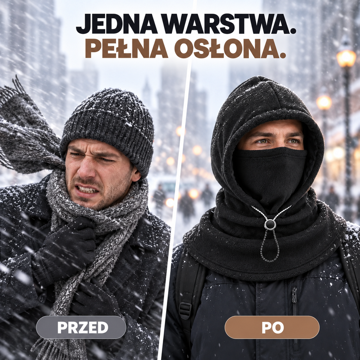Zimowa kominiarka z polaru „3 w 1” 🧣❄️ – ciepła osłona na twarz, uszy i szyję